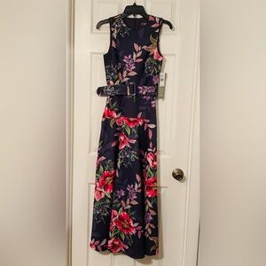 Melonie T Womens Belted Sleeveless Floral Evening Gown